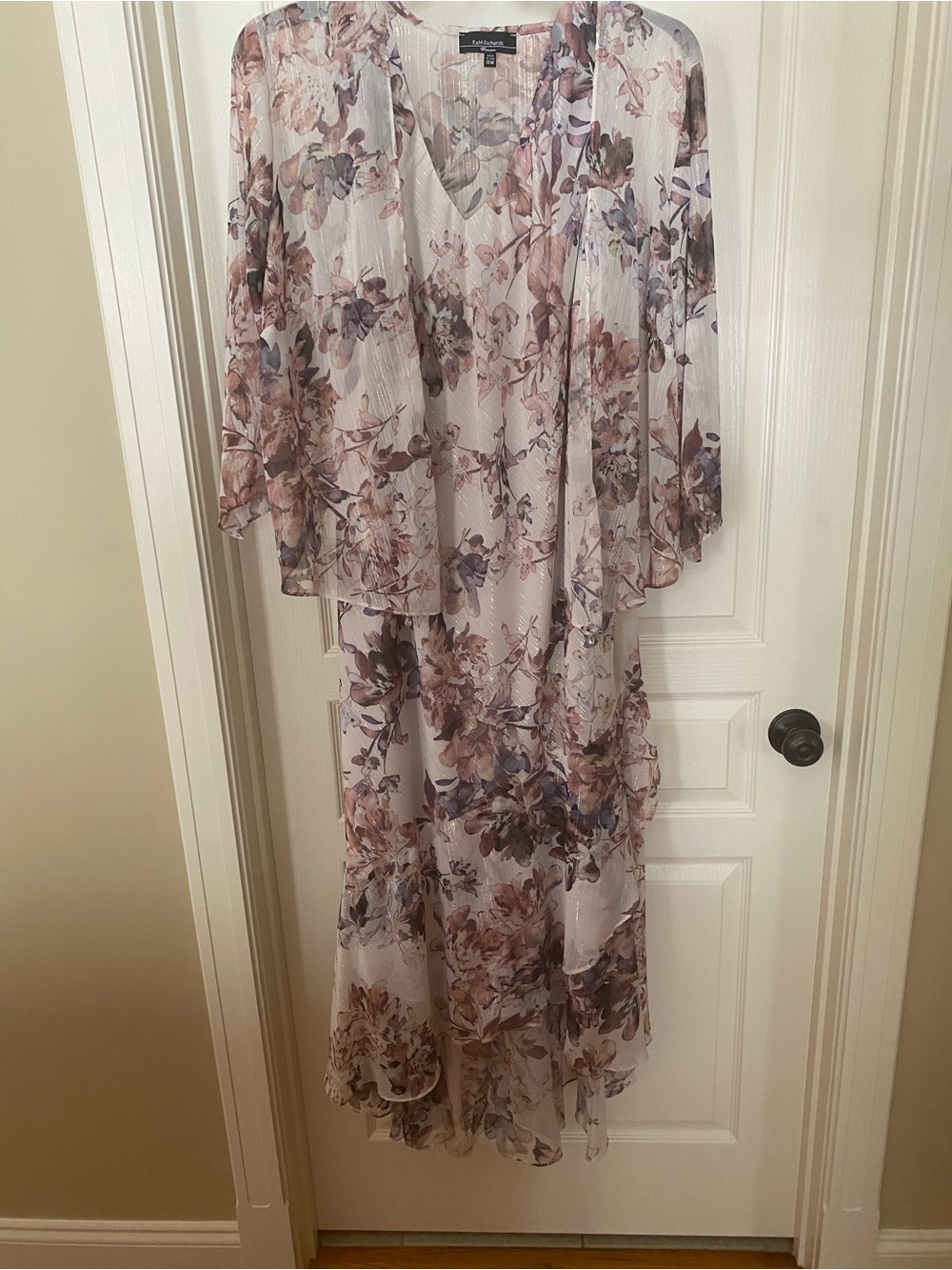 R&M Richards Floral Maxi Dress in Blush, Lavender and Taupe